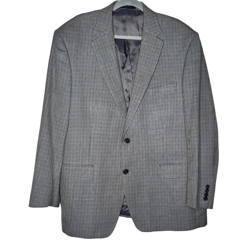Lauren Ralph Lauren Men's Classic Gray Checkered Wool Silk Blazer Jacket 46R